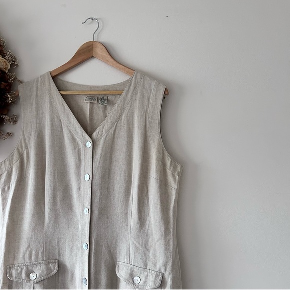 VINTAGE | Button-Down Sleeveless Linen Maxi Dress By St. John’s Bay - Picture 2 of 5